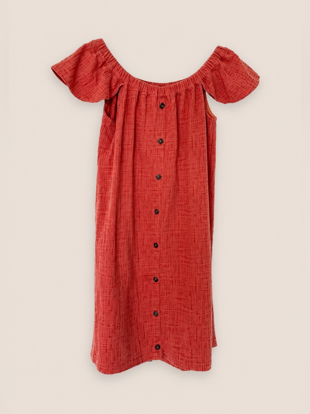 Madewell Texture & Thread Coral Off Shoulder Button Front Dress XS